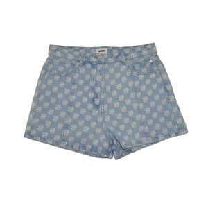 OBEY Monogram Denim Shorts Women’s 29 High Rise Blue Logo Print Streetwear Y2K